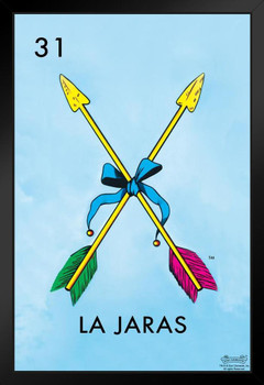 31 La Jaras Arrows Loteria Card Mexican Bingo Lottery Black Wood Framed Art Poster 14x20