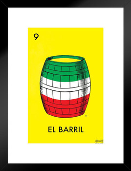 09 El Barril Barrel Loteria Card Mexican Bingo Lottery Matted Framed Art Print Wall Decor 20x26 inch