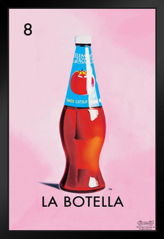 08 La Botella Bottle Loteria Card Mexican Bingo Lottery Black Wood Framed Poster 14x20