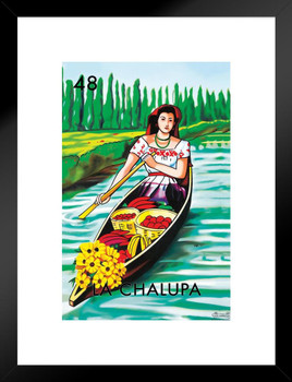 48 La Chalupa Boat Loteria Card Mexican Bingo Lottery Matted Framed Wall Art Print 20x26 inch