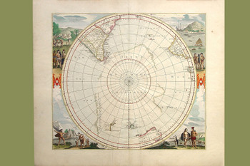 South Pole Hemispherical 1693 Antique Vintage Map Cool Wall Decor Art Print Poster 12x18
