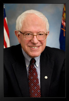 Bernie Sanders Political Portrait Feel The Bern Photo Nothing But Respect for My President Democratic Socialist Vermont Senator Black Wood Framed Art Poster 14x20