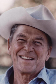 Laminated Ronald Reagan Cowboy Hat Photo Poster Dry Erase Sign 12x18