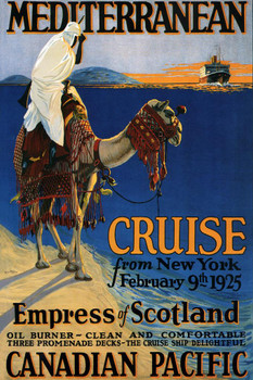 Canadian Pacific Empress of Scotland Mediterranean Cruise New York 1925 Vintage Travel Cool Huge Large Giant Poster Art 36x54