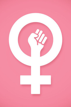 Feminist Female Empowerment Symbol Girl Power Fist Pink Sign Feminism Woman Women Rights Matricentric Empowering Equality Justice Freedom Cool Huge Large Giant Poster Art 36x54