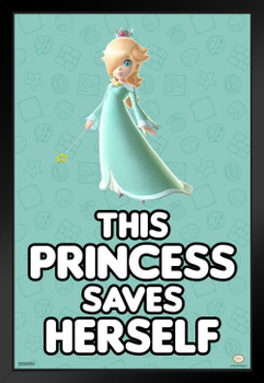 This Princess Saves Herself Rosalina Mario Bros Black Wood Framed Poster 14x20