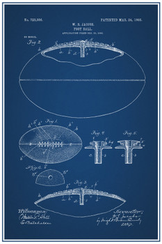 Football With Laces Official Patent Blueprint Cool Wall Decor Art Print Poster 12x18