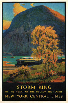 Laminated Storm King Hudson Higlands New York Central Lines Railway Vintage Travel Poster Dry Erase Sign 12x18