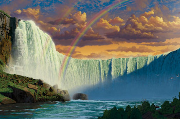 Laminated Niagara Falls Rainbow Nature Landscape by Vincent Hie Art Print Poster Dry Erase Sign 12x18