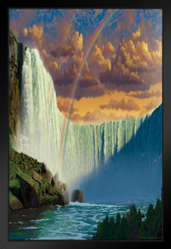 Niagara Falls Rainbow Nature Landscape by Vincent Hie Art Print Black Wood Framed Poster 14x20