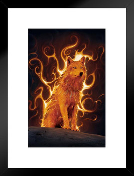 Flaming Phoenix Wolf by Vincent Hie Spirit Animal Fantasy Wolf Posters For Walls Posters Wolves Print Posters Art Wolf Wall Decor Nature Posters Wolf Decorations Matted Framed Art Wall Decor 20x26