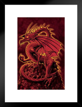 Abolisher Red Dragon Human Skulls by Vincent Hie Fantasy Matted Framed Art Print Wall Decor 20x26 inch