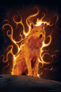 Laminated Flaming Phoenix Wolf by Vincent Hie Spirit Animal Fantasy Wolf Posters For Walls Posters Wolves Print Posters Art Wolf Wall Decor Nature Posters Wolf Decorations Poster Dry Erase Sign 12x18