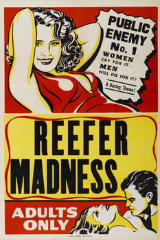 Reefer Madness Adults Only Marijuana Propaganda Movie Film Vintage Weed Cannabis Room Dope Gifts Guys Smoking Stoner Stoned Sign Buds Pothead Dorm Walls Cool Wall Decor Art Print Poster 24x36