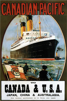Laminated Canadian Pacific Canada USA Japan Australia Cruise Ship Vintage Travel Poster Dry Erase Sign 12x18