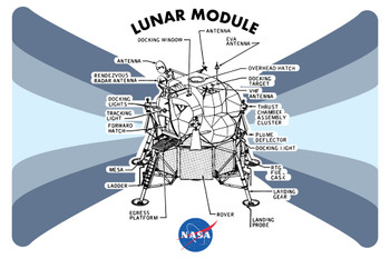 NASA Approved Lunar Module Diagram Apollo 11 Moon Cool Wall Decor Art Print Poster 18x12