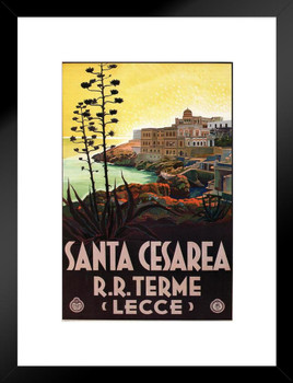 Santa Cesarea Terme Lecce Southern Italy Vintage Travel Matted Framed Art Print Wall Decor 20x26 inch