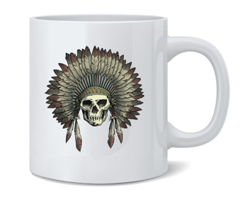 The Chief Skull in Headdress Ceramic Coffee Mug Tea Cup Fun Novelty Gift 12 oz