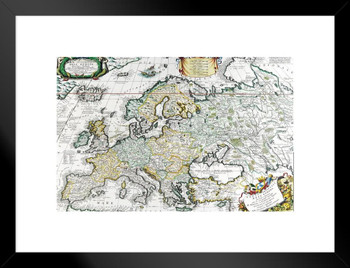 Antique Europe Map By Giovanni Da Mula Italian 17th Century Circa 1800s 1700s Early Cartographic Orientale Dell Europa Map European Countries Vintage Chart Matted Framed Art Wall Decor 20x26