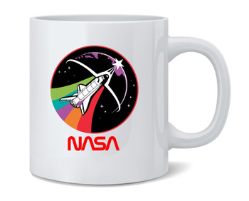 NASA Approved Shuttle Rainbow Retro Worm Logo Ceramic Coffee Mug Tea Cup Fun Novelty Gift 12 oz