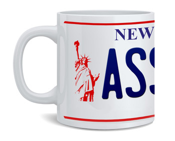 ASSMAN New York License Plate Ceramic Coffee Mug Tea Cup Fun Novelty Gift 12 oz