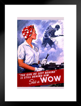 Shes a WOW World War II Retro Vintage WPA Art Project Matted Framed Wall Art Print 20x26