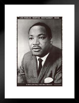 Martin Luther King MLK Memorial Retro Vintage Black White Photo Portrait Matted Framed Art Wall Decor 20x26