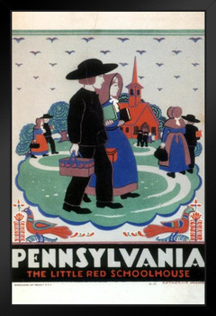 Pennsylvania Little Red Schoolhouse Vintage Black Wood Framed Poster 14x20