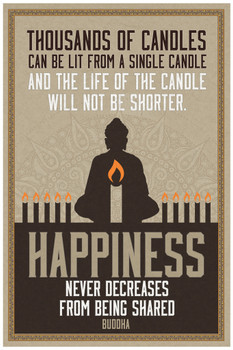 Thousands of Candles Happiness Buddha Famous Motivational Inspirational Quote Cool Wall Decor Art Print Poster 12x18