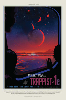 Laminated Planet Hop From Trappist 1e NASA Space Travel Solar System Science Kids Map Galaxy Classroom Chart Earth Pictures Outer Planets Hubble Astronomy Milky Way Print Poster Dry Erase Sign 24x36