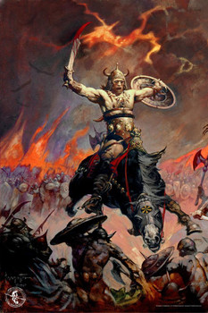 Laminated Viking Poster Gothic Fantasy Wall Art The Berserker by Frank Frazetta Poster Dry Erase Wall Art 24x36