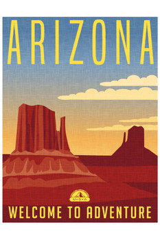 Laminated Arizona Welcome To Adventure Retro Travel Art Poster Dry Erase Wall Art 24x36