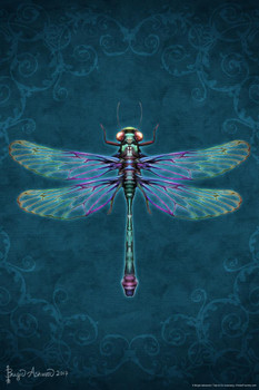 Laminated Damask Dragonfly by Brigid Ashwood Insect Wall Art Dragonfly Print Dragonfly Pictures Wall Decor Insect Art Dragonfly Decor Poster Dry Erase Sign 24x36