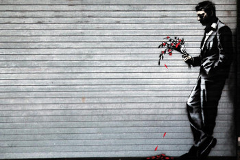Laminated Banksy Waiting In Vain Sad Man Banksy Canvas Print Bansky Modern Art Grafitti Canvas Wall Art Street Art Prints Graffiti Art For Wall Art Canvas Love Decor Poster Dry Erase Sign 36x24