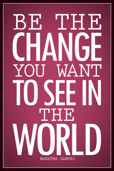 Laminated Mahatma Gandhi Be Change You Want To See In World Red Poster Dry Erase Wall Art 24x36