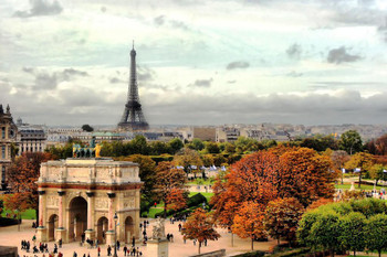 Laminated Autumn in Paris France Eiffel Tower Photo Art Print Poster Dry Erase Wall Art 36x24