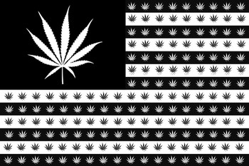 Laminated Marijuana Flag Leaves And Stripes Poster Dry Erase Sign 24x36