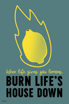 Laminated When Life Gives You Lemons Burn Lifes House Down Poster Dry Erase Sign 36x24