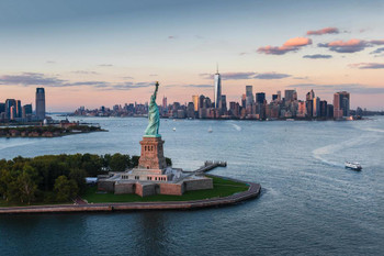 Laminated Statue of Liberty at Sunset New York City NYC Photo Photograph Poster Dry Erase Sign 36x24