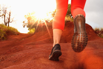 Laminated Woman Running in Sunny Landscape Inspirational Photo Art Print Poster Dry Erase Sign 36x24