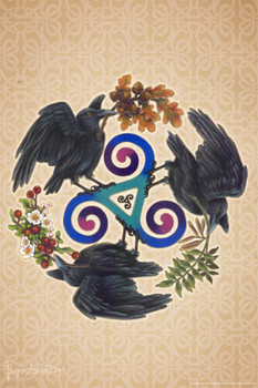 Laminated Raven Fey Celtic by Brigid Ashwood Art Print Poster Dry Erase Sign 24x36
