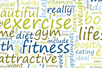 Laminated Exercise and Fitness Motivational Blue and Green Art Ptint Poster Dry Erase Wall Art 36x24