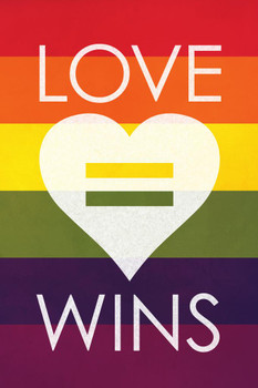 Laminated Love Wins Rainbow Art Print Poster Dry Erase Sign 24x36