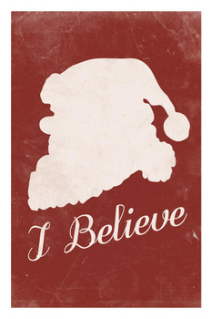 Laminated Santa Claus Christmas I Believe Holiday Decoration Red White Cool Wall Art Poster Dry Erase Sign 24x36