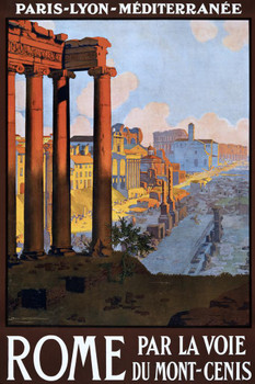 Laminated Rome Par La Voie Du Mont Cenis Travel Art Print Cool Wall Art Poster Dry Erase Sign 24x36