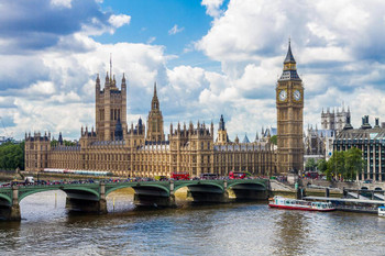 Laminated Big Ben and the House of Parliament London Photo Art Print Cool Wall Art Poster Dry Erase Sign 36x24