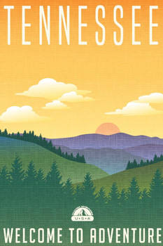 Laminated Tennessee Welcome To Adventure Retro Travel Art Cool Wall Art Poster Dry Erase Wall Art 24x36