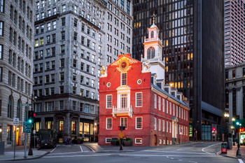 Laminated Iconic Old State House Boston Massachusetts Photo Art Print Cool Wall Art Poster Dry Erase Sign 36x24