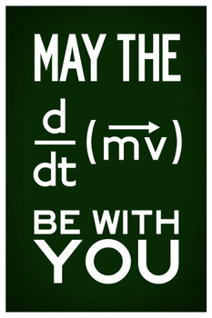 Laminated May The Force Be With You Equation Movie Quote Green Cool Wall Art Poster Dry Erase Sign 24x36