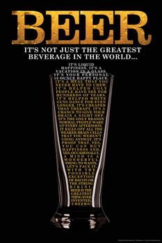 Laminated Beer Not Just The Greatest Beverage In The World Funny Cool Wall Art Poster Dry Erase Wall Art 24x36